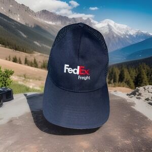 Fedex Freight Mesh Back Hat Snapback Navy Blue Cap Employees Worker Hat Clean